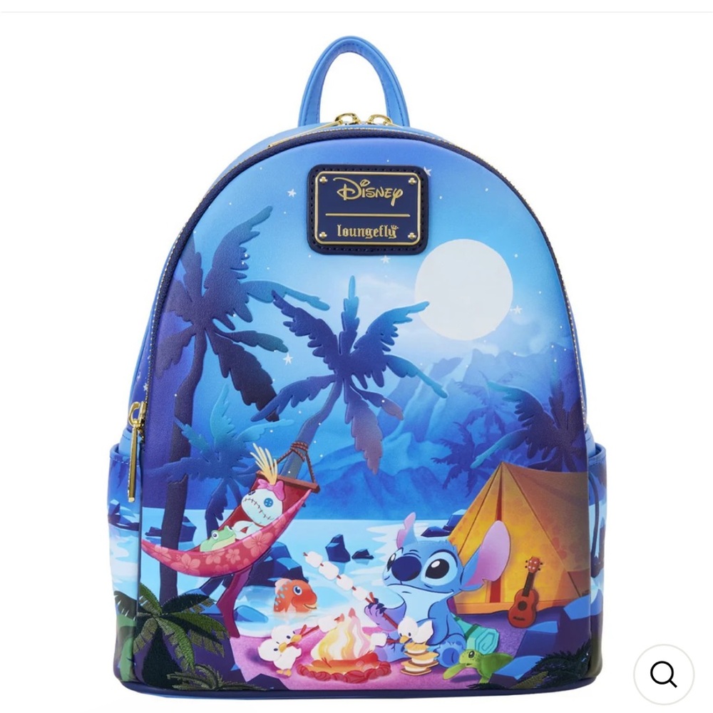 Loungefly Disney Lilo & Stitch Camping Cuties Backpack Hard Tag also glows New!